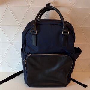 Lo & Sons Rowledge Nylon Backpack Deep Navy Gold Used Once, Excellent Condition